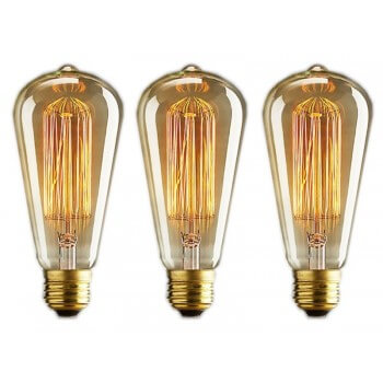 Set of 3 vintage Edison bulb E14 - ST48 40W