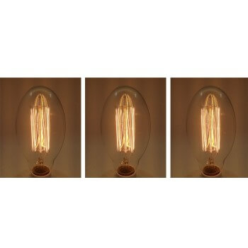 Set di 3 lampadine vintage a filamento Edison E27 BT75 da 40W