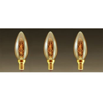 Set of 3 vintage incandescent Edison bulb E14 C35 25W