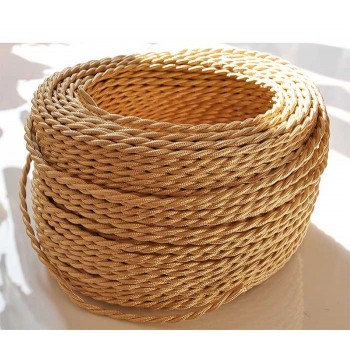 Straw-colored vintage braided electrical wire