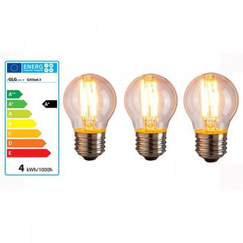 Set of 3 vintage 4W LED bulbs G45 E27 Edison bulb style energy class