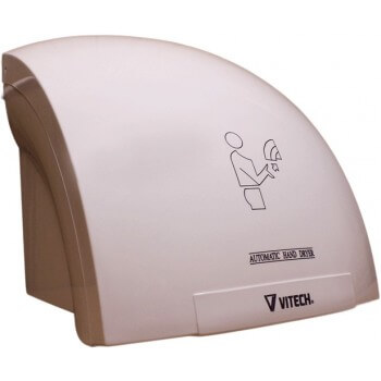 Vitech hand dryer rounded design in white ABS