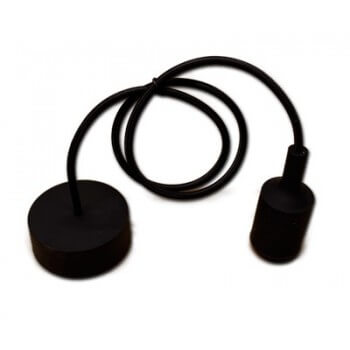 Designer silicone ceiling light with black woven cable 