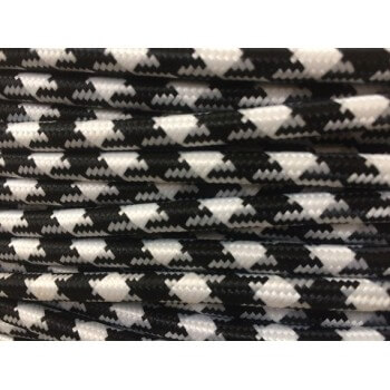 Cable eléctrico tejido al fresco triangular blanco/negro