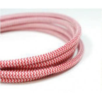 Red and white fresco woven electrical wire