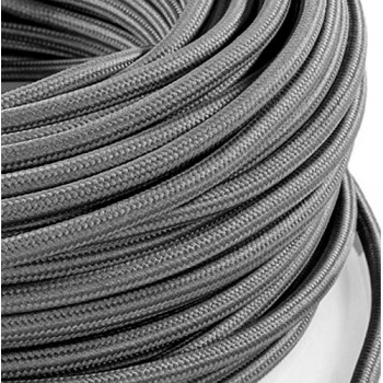 Cable eléctrico tejido gris vintage en tela retro (vendido por metros)