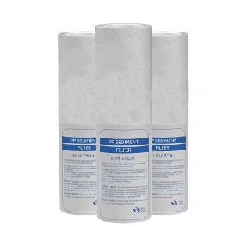 Set mit 3 Anti-Sediment-Nachfüllpackungen 50 Mikron für Filterhalter 9-3/4 - 10 Zoll in versetzter Vorderseite