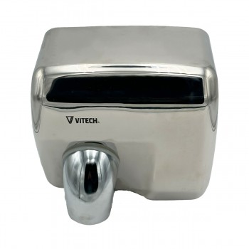 Vitech professional electric automatic chrome stainless steel hand dryer with forced air 2300 W anti-vandalism with adjustable h