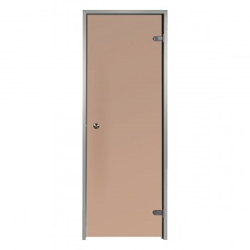 Tür für Hammam, Bronze, 70 x 190 cm, Rahmen aus gehärtetem Sicherheitsglas und Aluminium