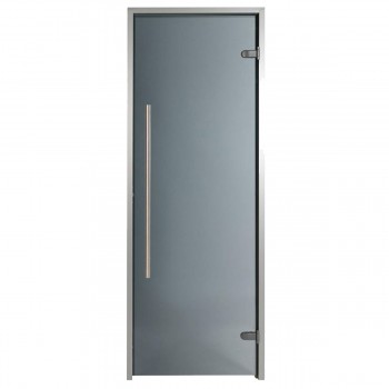 Tür für Premium-Hammam, 100 x 190 cm, barrierefreier Zugang, vertikaler Griff, grau getönt