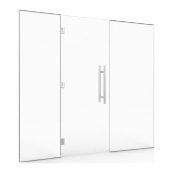 Glaswand mit Tür für Hamam und Badezimmer 200 x 190 transparentes 8 mm Sicherheitsglas