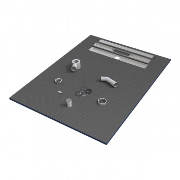 Shower tray 90x90x3cm linear flow ready to tile with siphon + stainless steel grid
