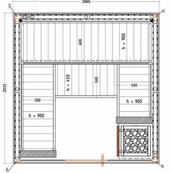 Harvia sauna cabin 206 x 203.3 x 202 cm 3 or 4 person sauna heater provided