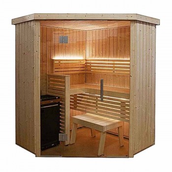 Cabina sauna ad angolo Harvia 163,5 x 163,5 x 202 cm Stufa per sauna per 2 o 3 persone fornita
