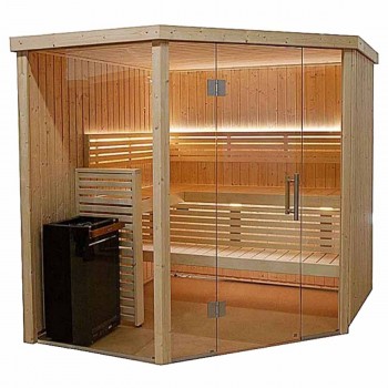 Harvia corner sauna cabin 206 x 203.3 x 202 cm 3 or 4 people sauna heater provided