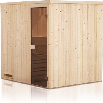Cabina de sauna finlandesa 194x175x199 con estufa con mando a distancia