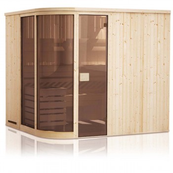 Cabina de sauna finlandesa 244x194x199 con estufa con mando a distancia