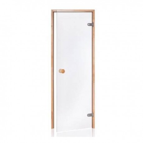 Sauna door in safety glass 8 mm pine frame 70 x 190 transparent