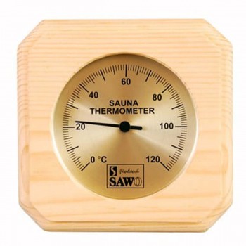 SAWO Sauna-Thermometer aus Kiefernholz, 14 x 14 cm