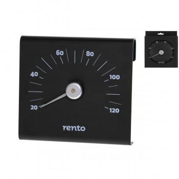RENTO-Thermometer aus schwarz gebürstetem Aluminium für SAUNA