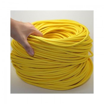 Rouleau de 100 mètres fil électrique tissé de couleur jaune vintage look retro en tissu